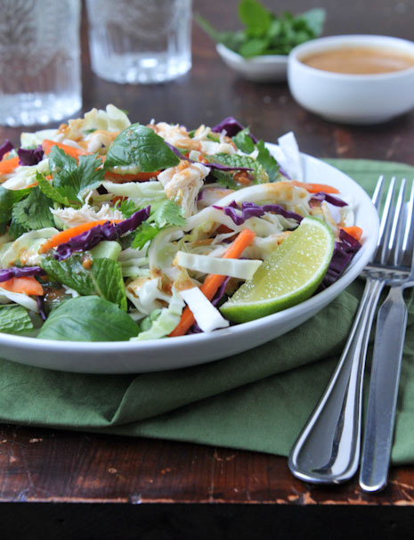 Thai-Inspired Chicken Cabbage Salad with Peanut Dressing